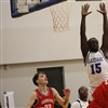 Talons player Moses Mathiang jumps to block a shot.