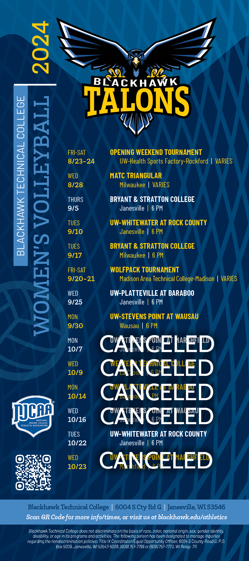 2024 Talons Women's Volleyball Schedule