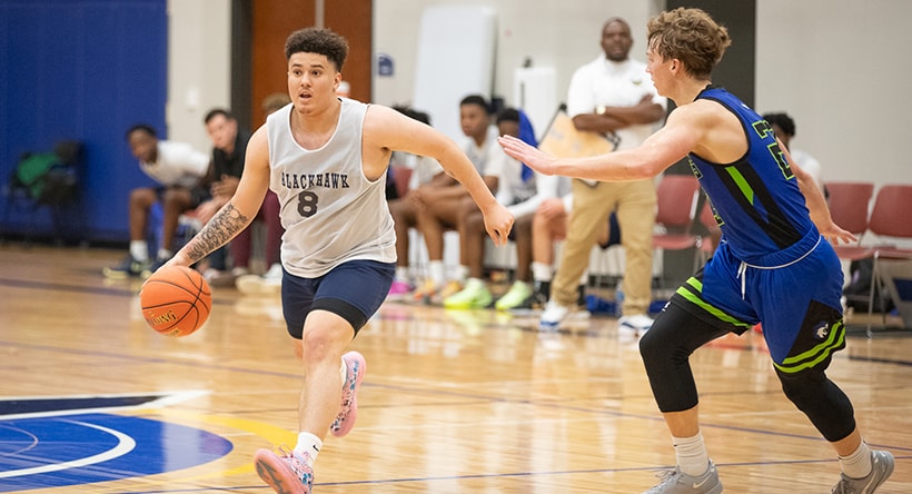 Talons Men's Basketball player on the court